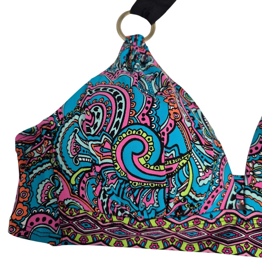 Liz Claiborne Paisley Bikini Halter Top Women's Size 8 Blue Pink Black - Picture 6 of 12